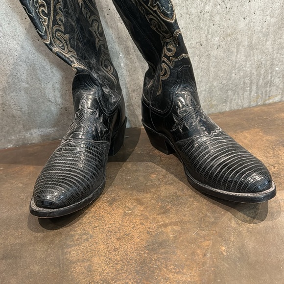 Lucchese 1883 Teju Lizard Skin Black Boots N1006R4 - 10D - Picture 3 of 5